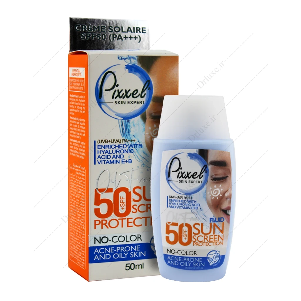 کرم ضد آفتاب SPF50 بی رنگ پوست‌‌ چرب و جوشدار پیکسل 50 میلی‌لیتر